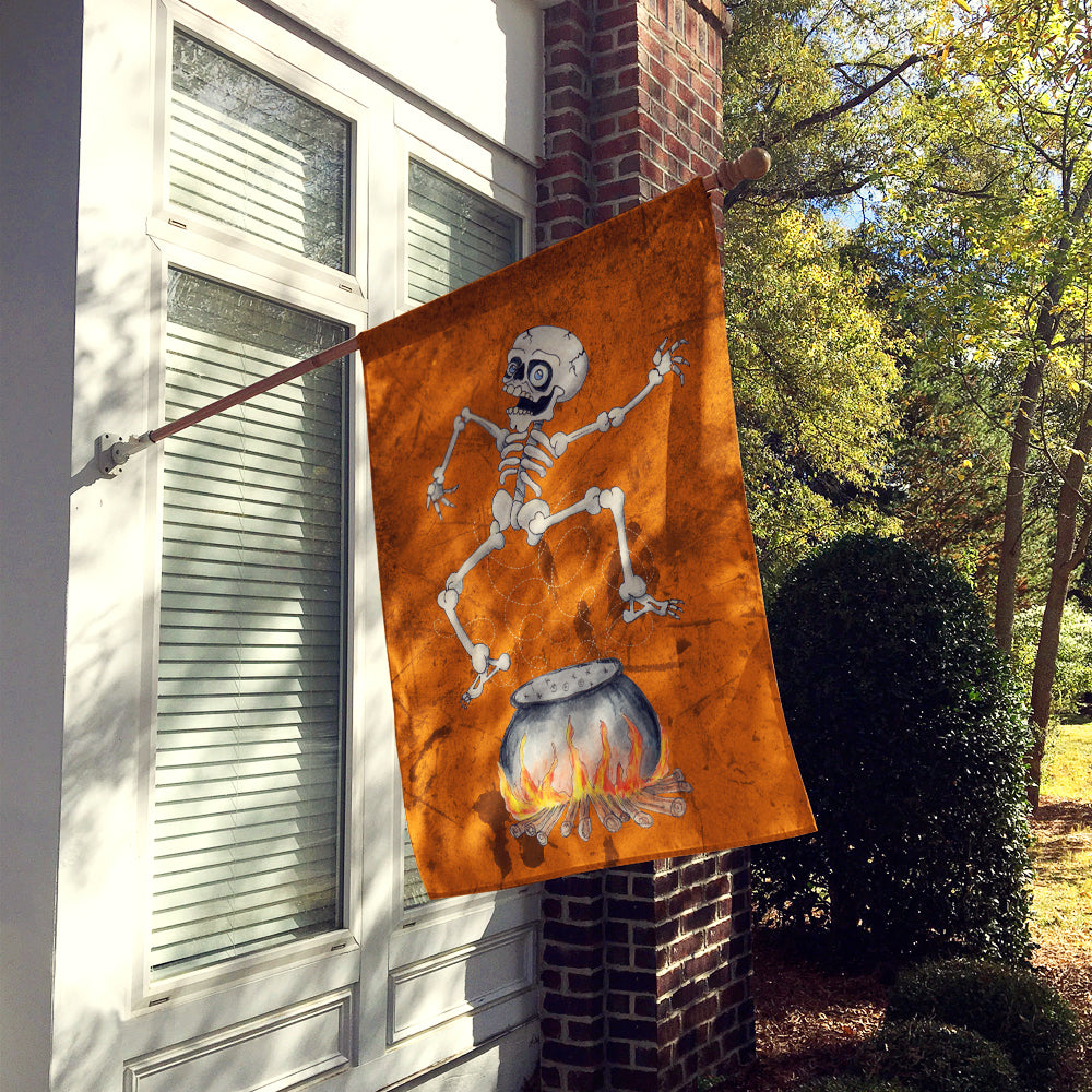 Skeleton jumping from Witches Caldron Halloween Flag Canvas House Size  the-store.com.