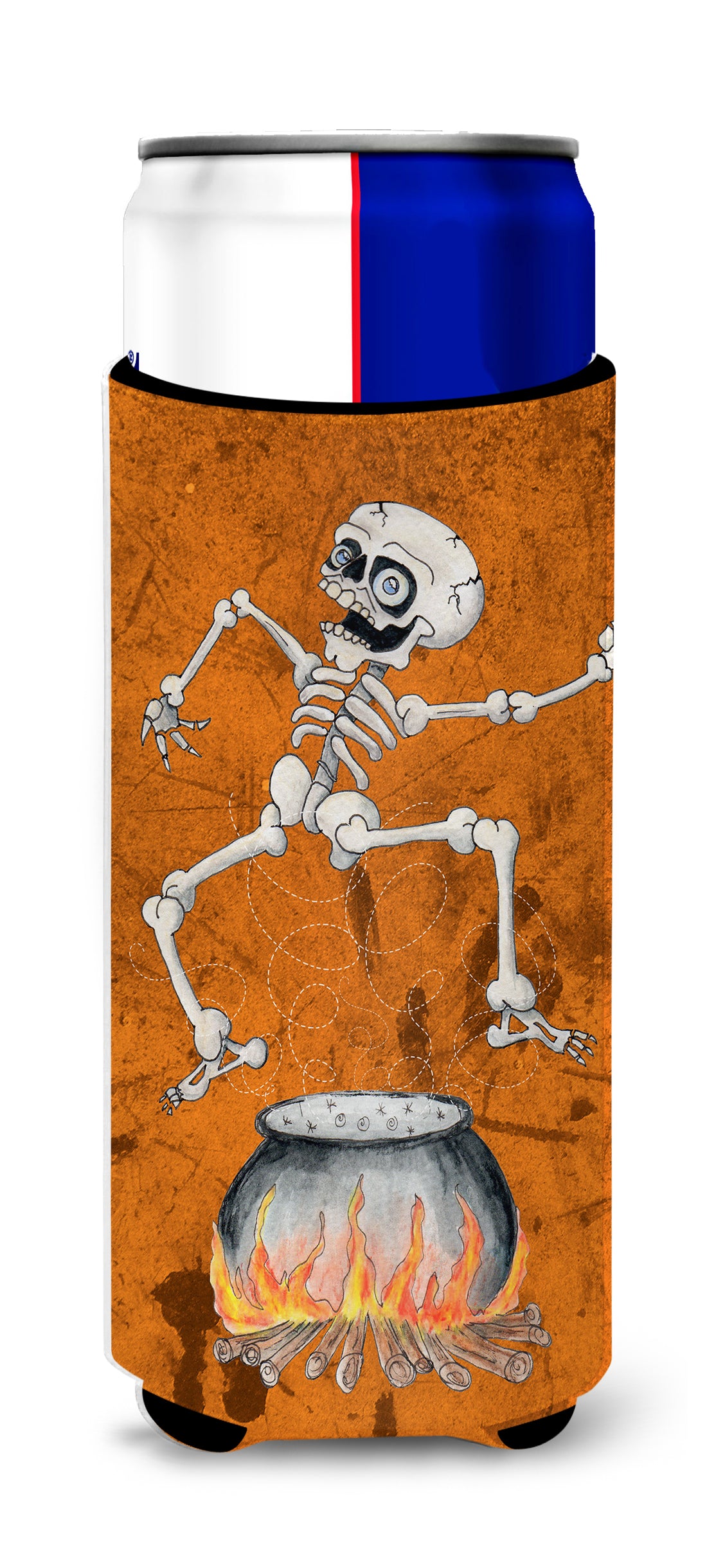 Skeleton jumping from Witches Caldron Halloween Ultra Beverage Insulators for slim cans SB3013MUK.