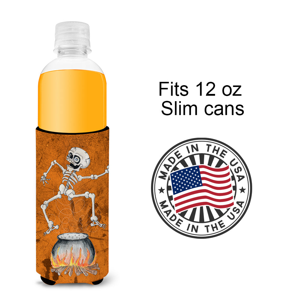 Skeleton jumping from Witches Caldron Halloween Ultra Beverage Insulators for slim cans SB3013MUK.