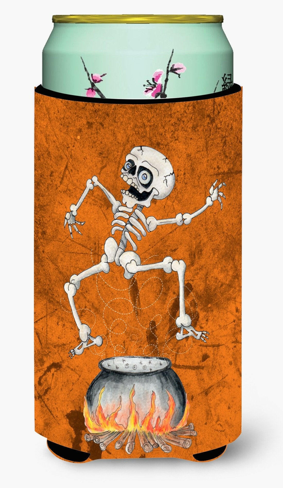 Skeleton jumping from Witches Caldron Halloween  Tall Boy Beverage Insulator Beverage Insulator Hugger by Caroline's Treasures
