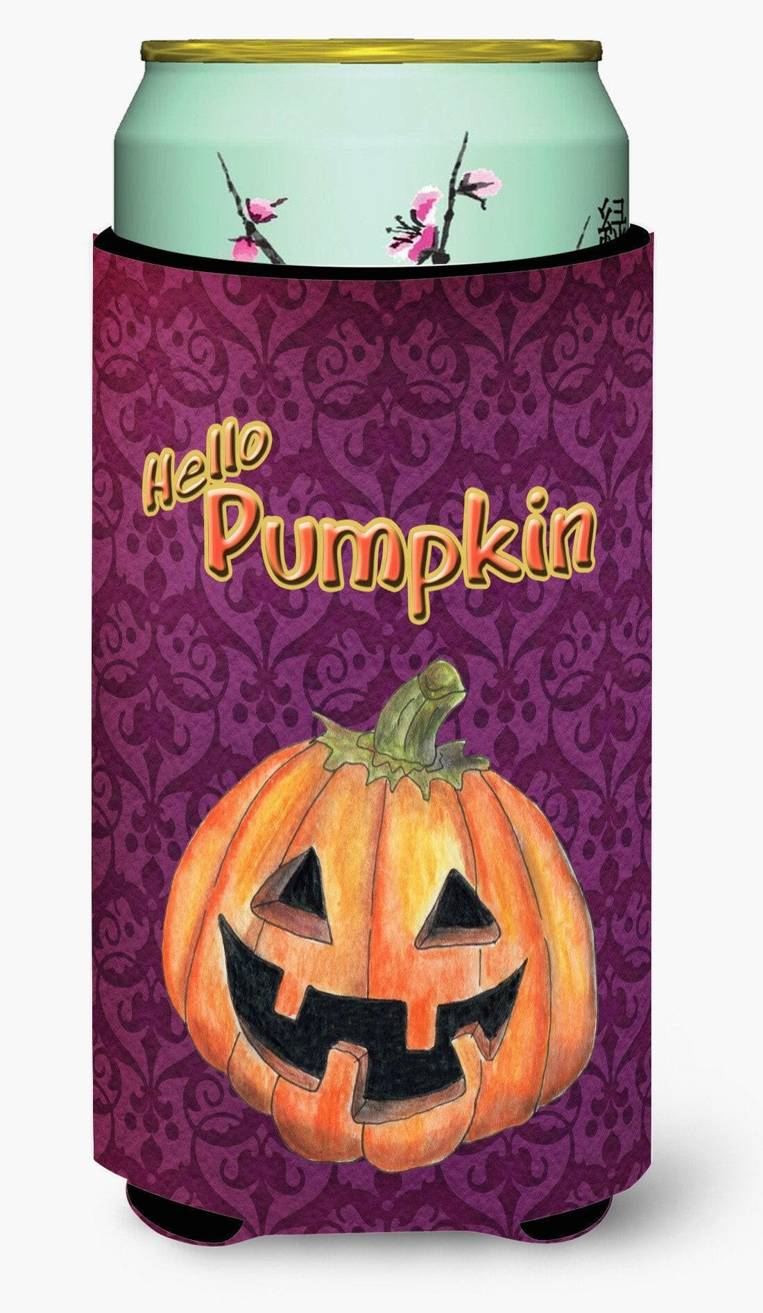 Hello Pumpkin Halloween  Tall Boy Beverage Insulator Beverage Insulator Hugger by Caroline&#39;s Treasures