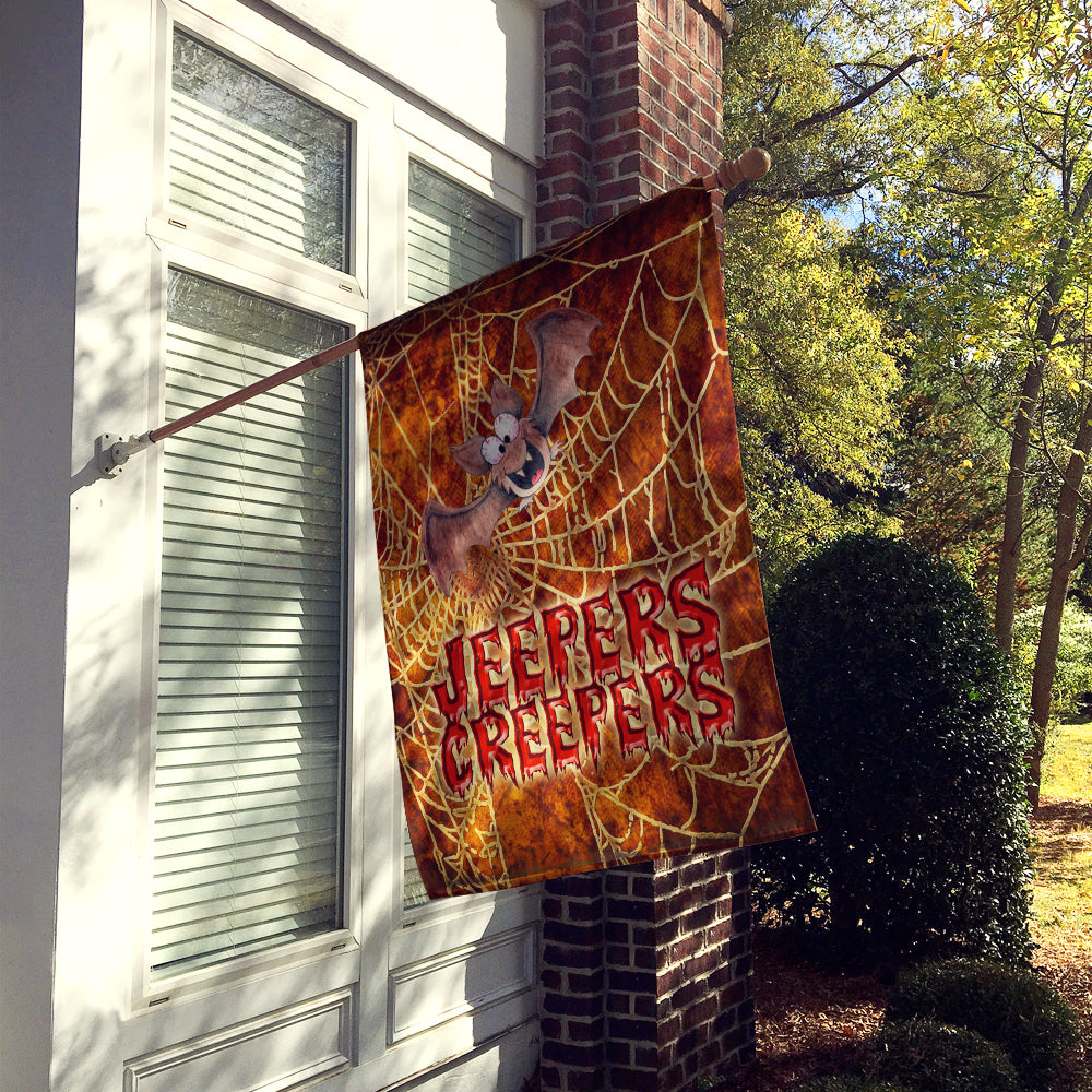 Jeepers Creepers with Bat and Spider web Halloween Flag Canvas House Size  the-store.com.