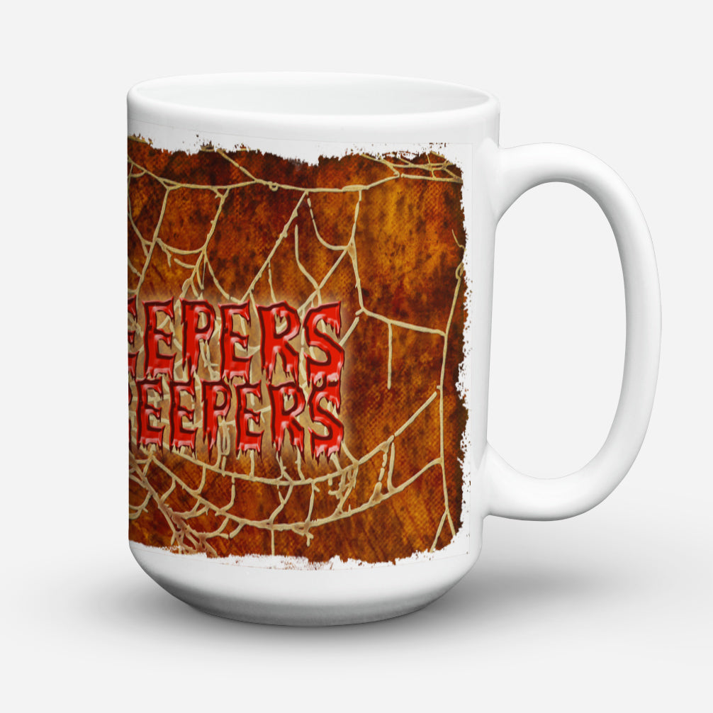 Jeepers Creepers with Bat and Spider web Halloween Dishwasher Safe Microwavable Ceramic Coffee Mug 15 ounce SB3018CM15  the-store.com.