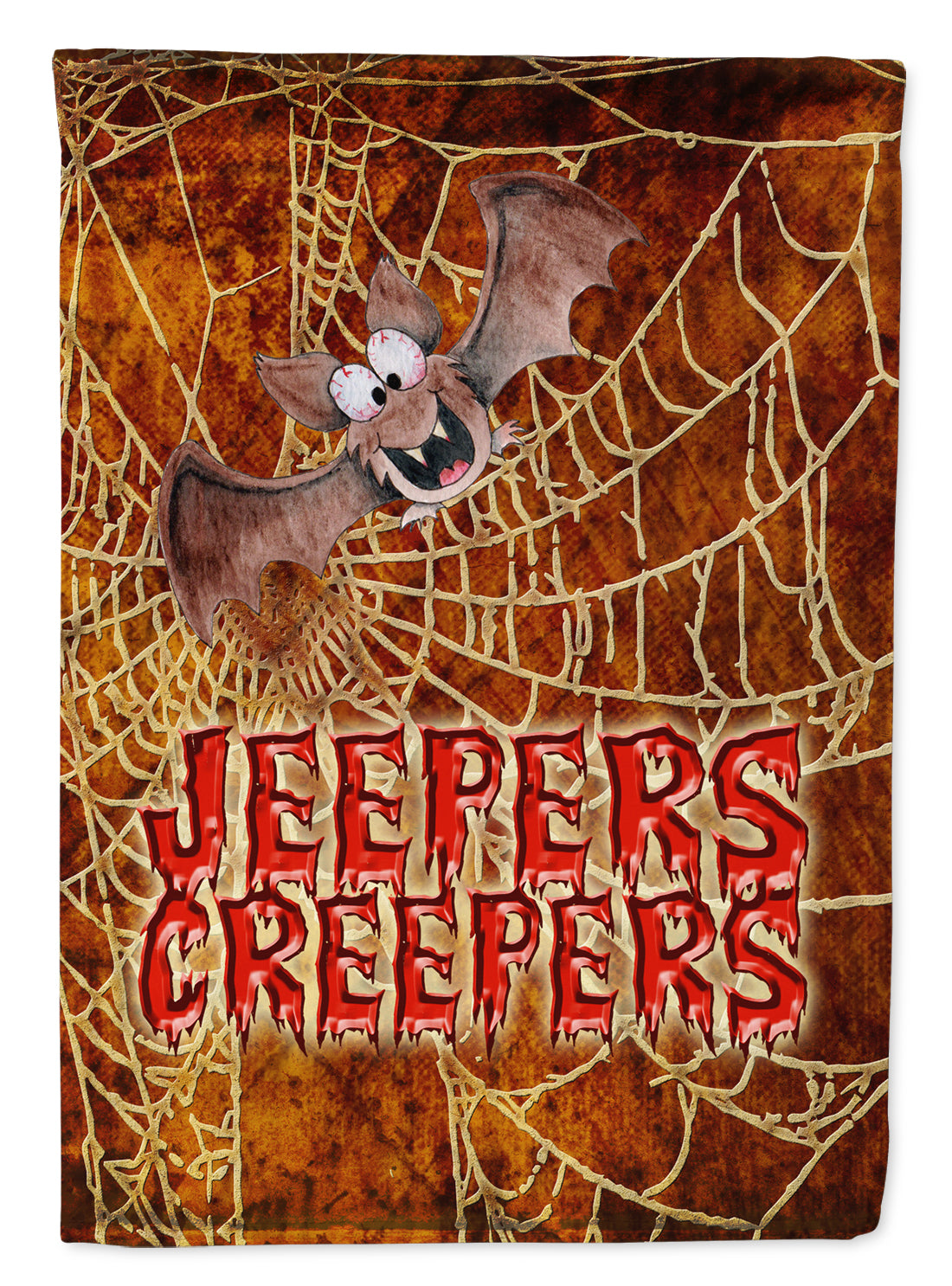 Jeepers Creepers avec chauve-souris et toile d'araignée Halloween Drapeau Jardin Taille