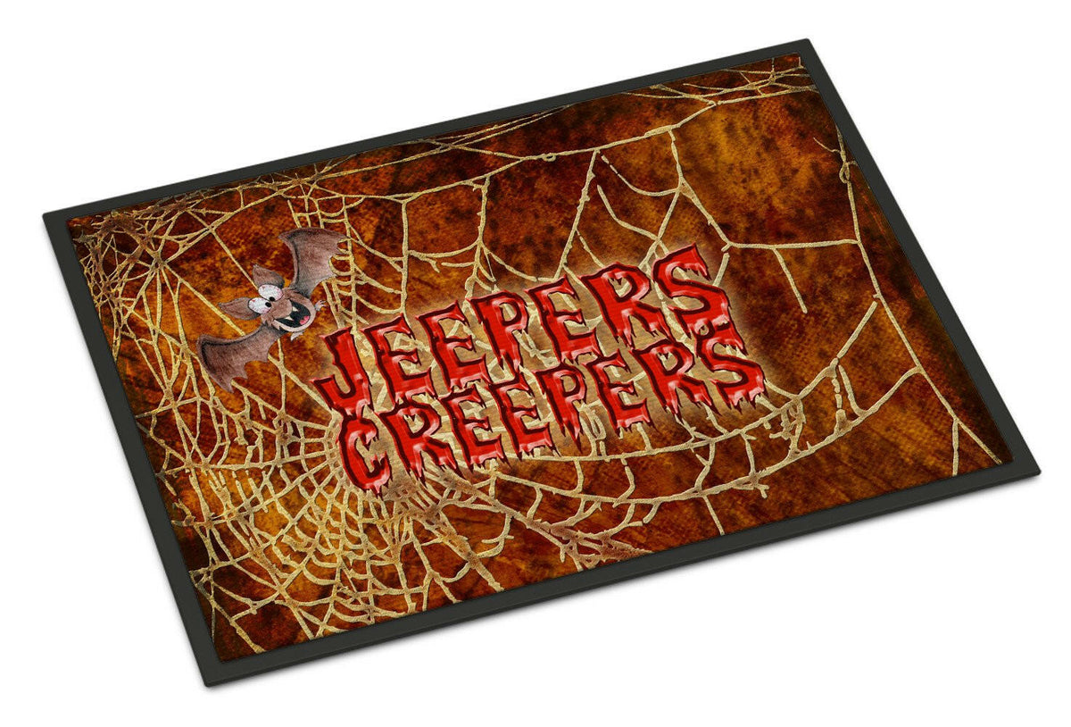 Jeepers Creepers with Bat and Spider web Halloween 18x27 Doormat - the-store.com
