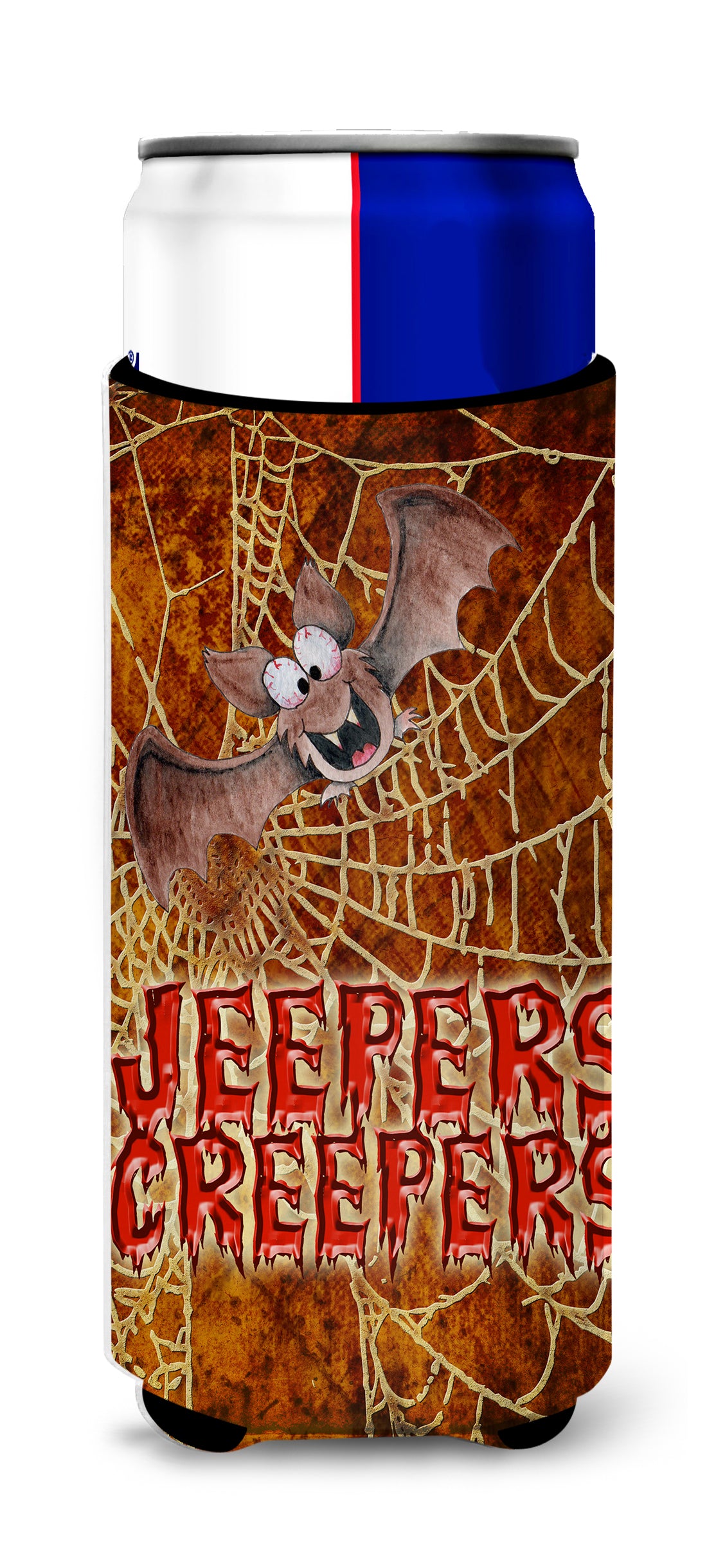 Jeepers Creepers avec chauve-souris et toile d&#39;araignée Halloween Ultra Isolateurs de boissons pour canettes minces SB3018MUK