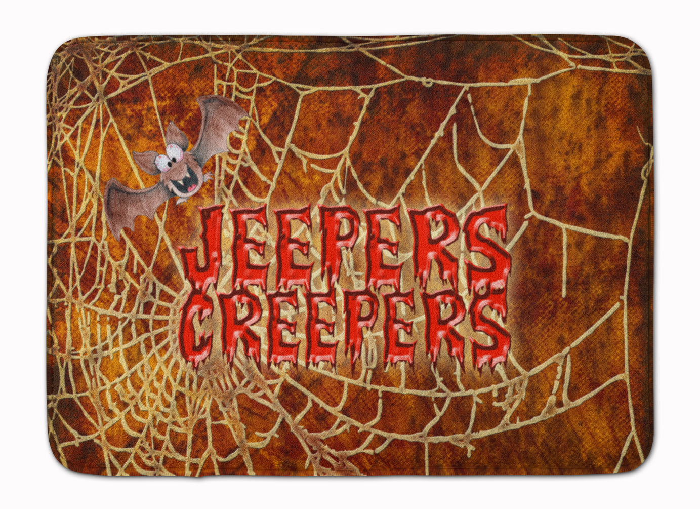Jeepers Creepers with Bat and Spider web Halloween Machine Washable Memory Foam Mat SB3018RUG - the-store.com
