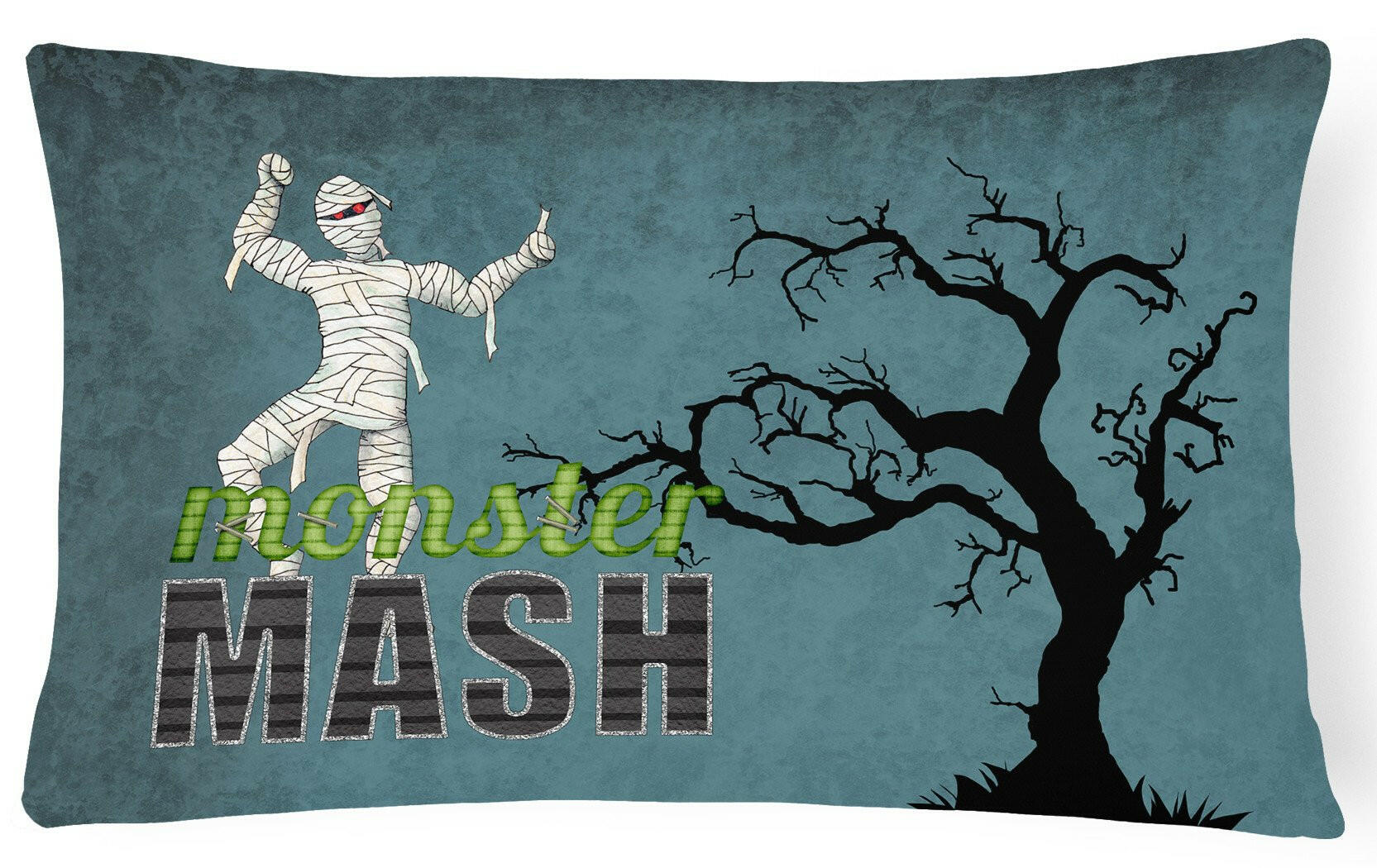 Monster Mash with Mummy Halloween   Canvas Fabric Decorative Pillow by Caroline's Treasures