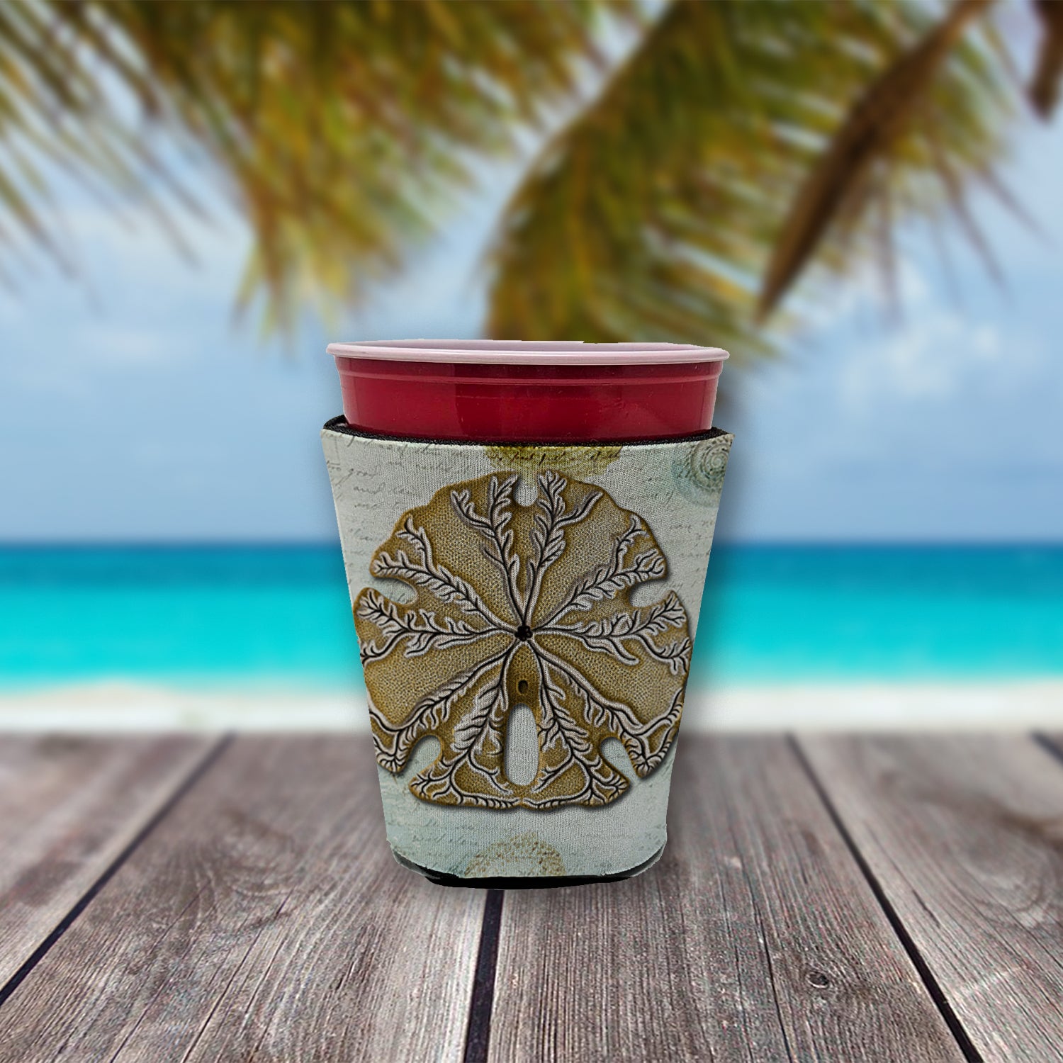 Sand Dollar  Red Cup Beverage Insulator Hugger  the-store.com.