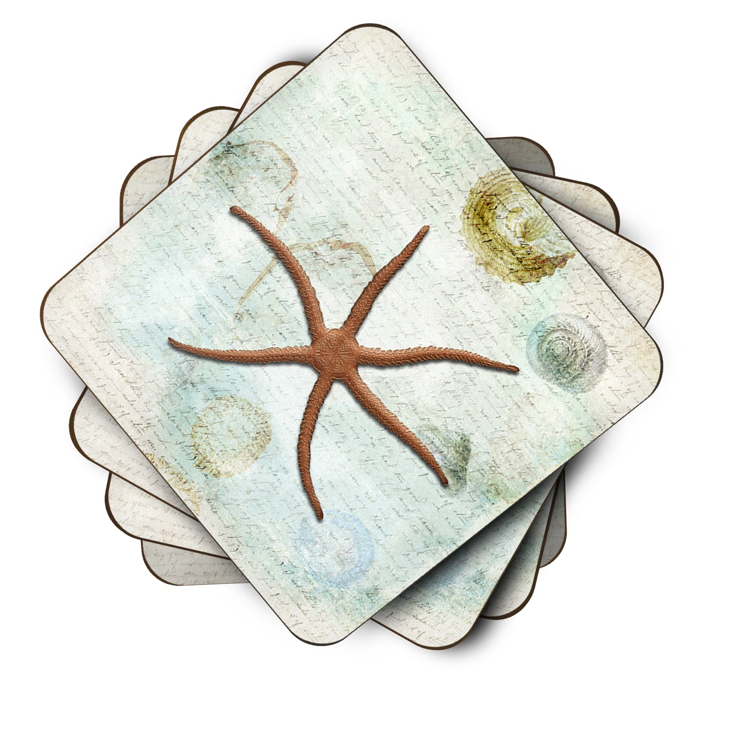 Caroline's Treasures Starfish Coasters - Set of 4 Lightweight Foam, Absorbent Drink Coasters