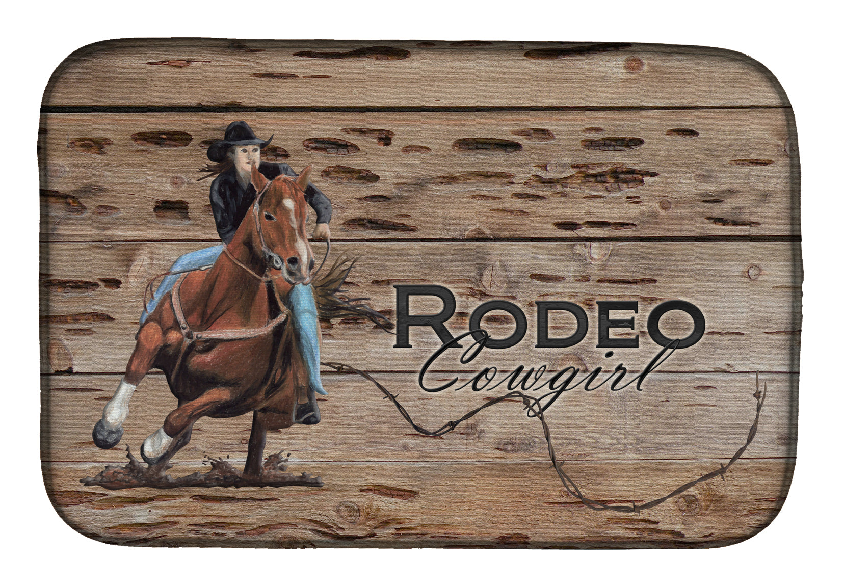 Rodeo Cowgirl Barrel Racer Dish Drying Mat SB3055DDM  the-store.com.