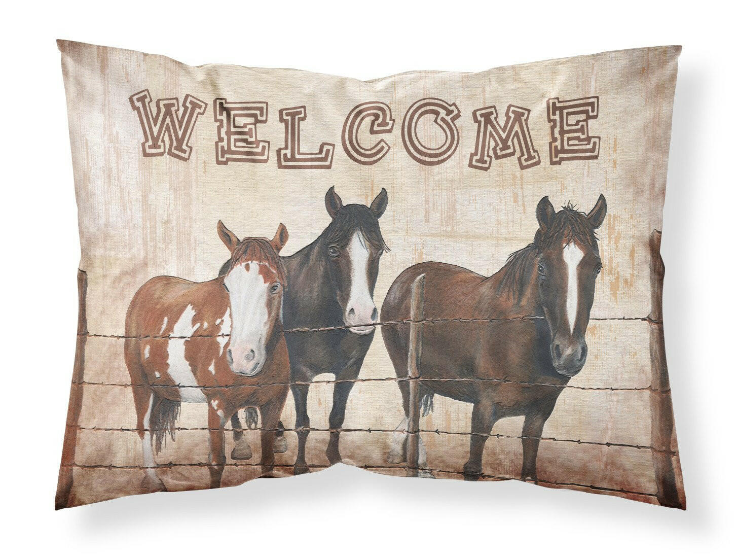 Welcome Mat with Horses Moisture wicking Fabric standard pillowcase SB3059PILLOWCASE by Caroline's Treasures