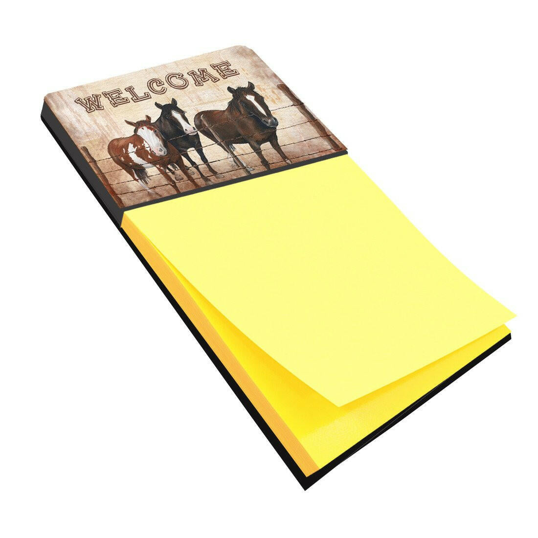 Welcome Mat with Horses Refiillable Sticky Note Holder or Postit Note Dispenser SB3059SN by Caroline&#39;s Treasures