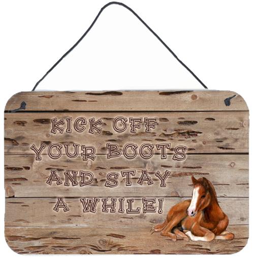 Kick off your boots and stay a while Wall or Door Hanging Prints SB3064DS812 by Caroline&#39;s Treasures