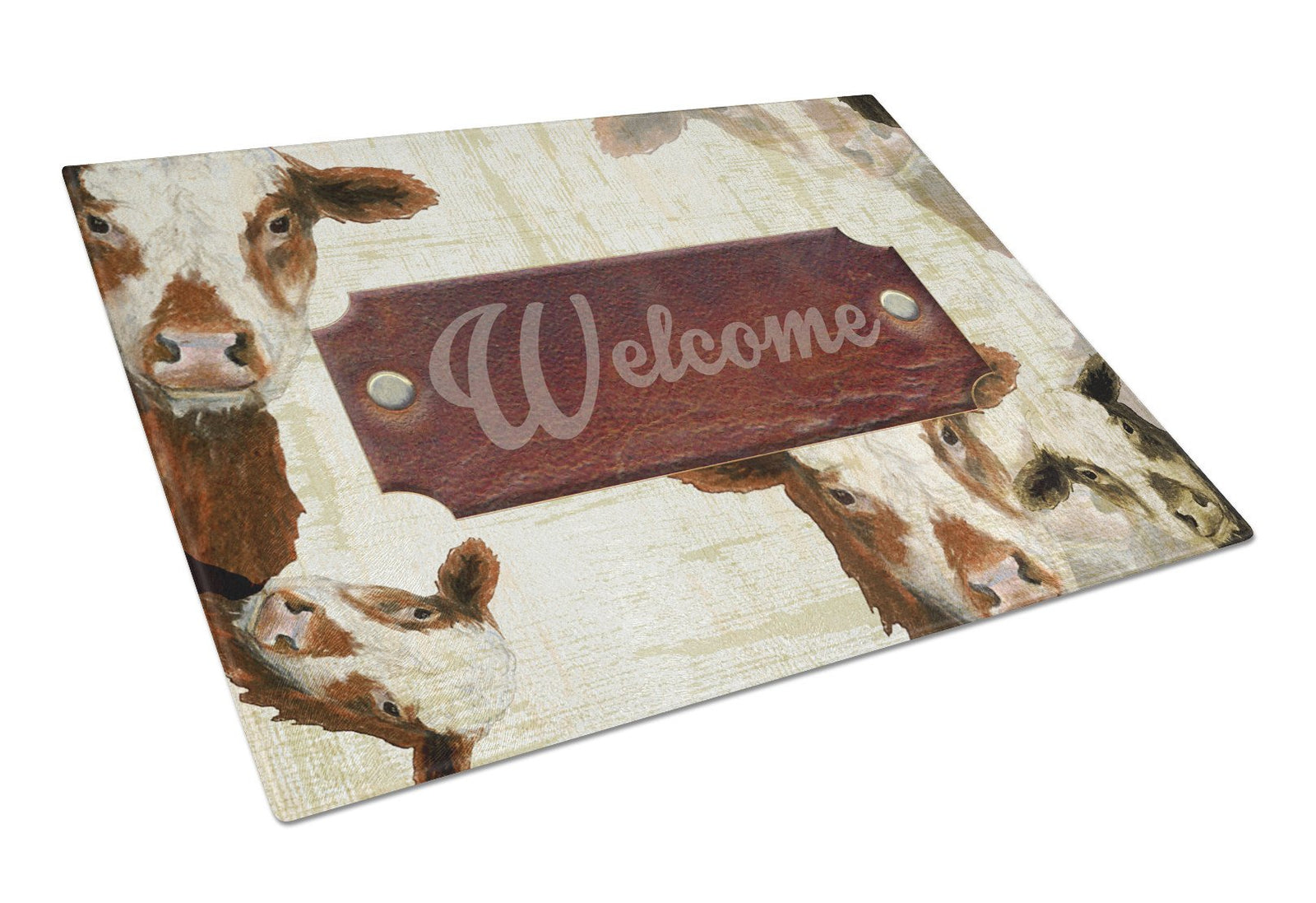 Welcome cow Glass Cutting Board Large Size SB3065LCB by Caroline's Treasures