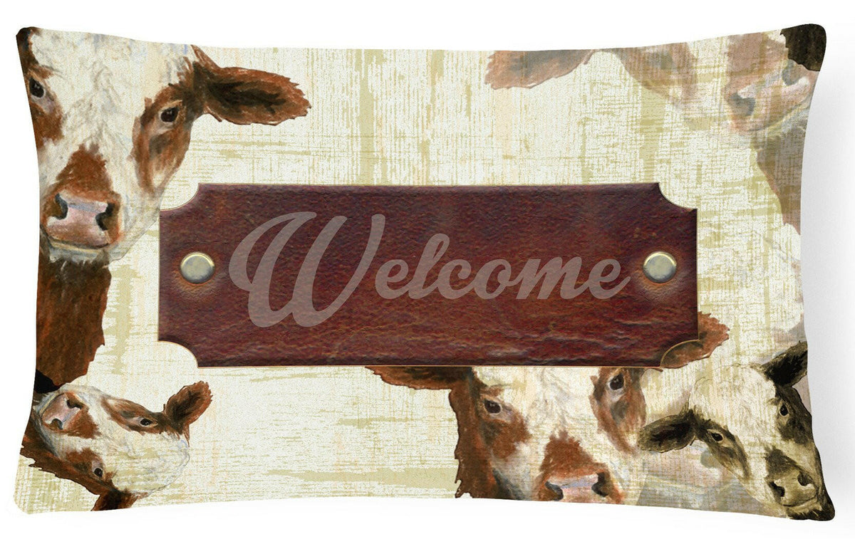 Welcome cow   Canvas Fabric Decorative Pillow SB3065PW1216 by Caroline&#39;s Treasures