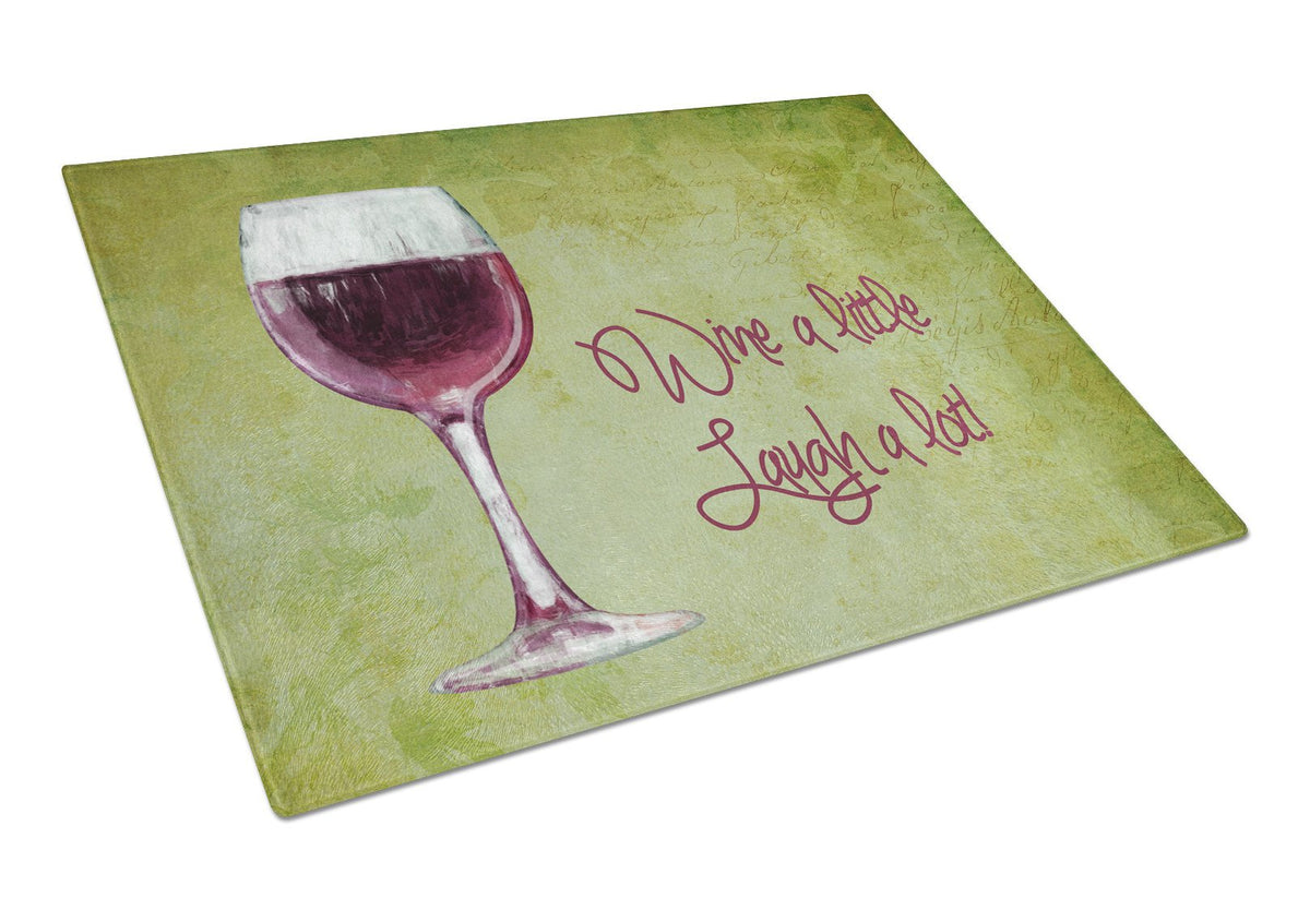 Wine a little laugh a lot Glass Cutting Board Large Size SB3067LCB by Caroline&#39;s Treasures