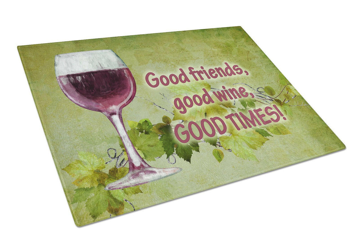 Good friends, good wine, good times Glass Cutting Board Large Size SB3070LCB by Caroline&#39;s Treasures