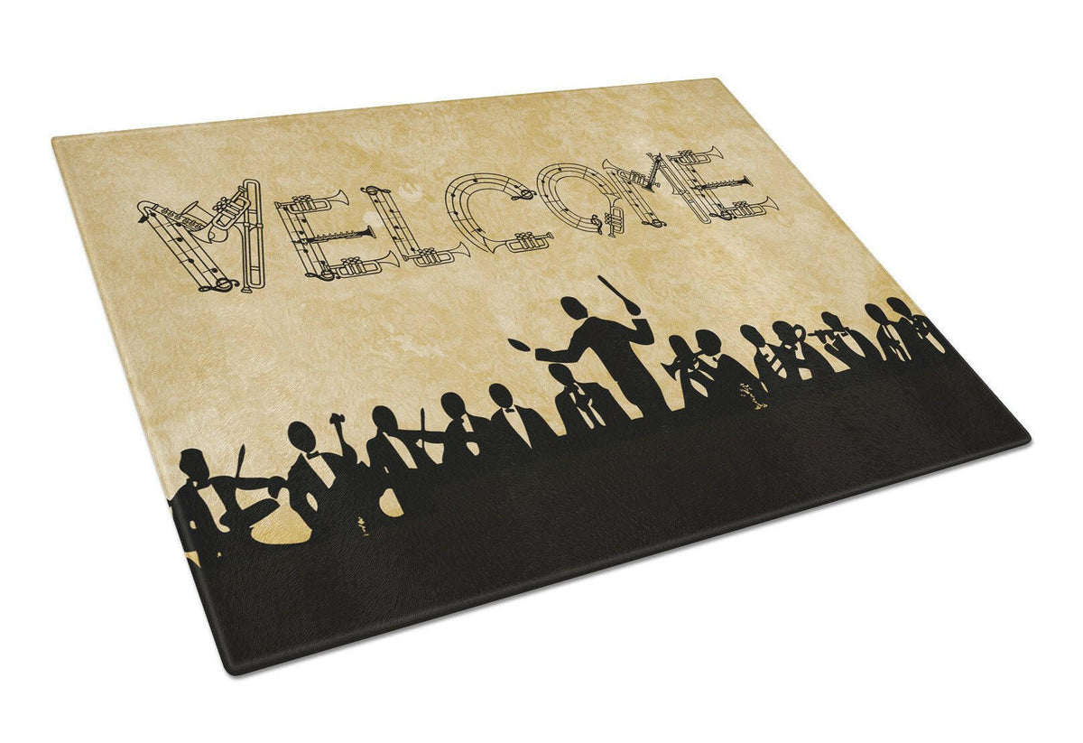 Welcome Symphony Glass Cutting Board Large Size SB3071LCB by Caroline&#39;s Treasures