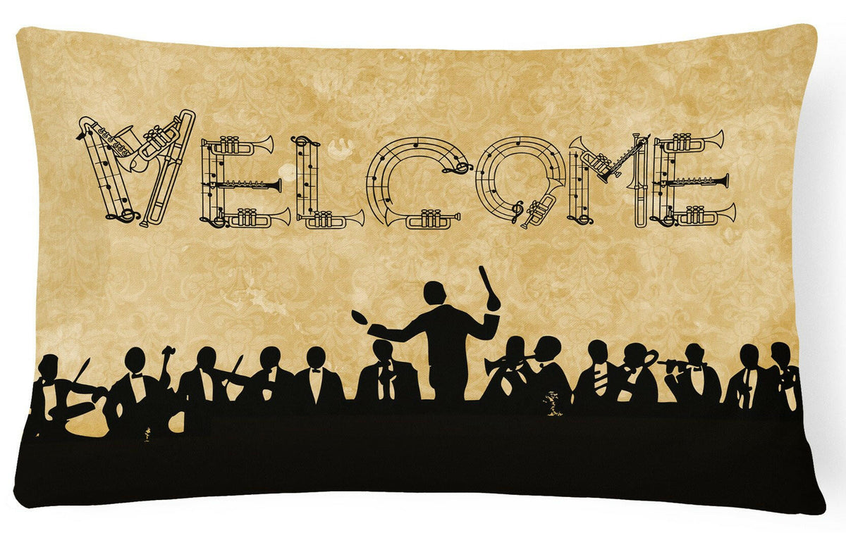 Welcome Symphony   Canvas Fabric Decorative Pillow SB3071PW1216 by Caroline&#39;s Treasures
