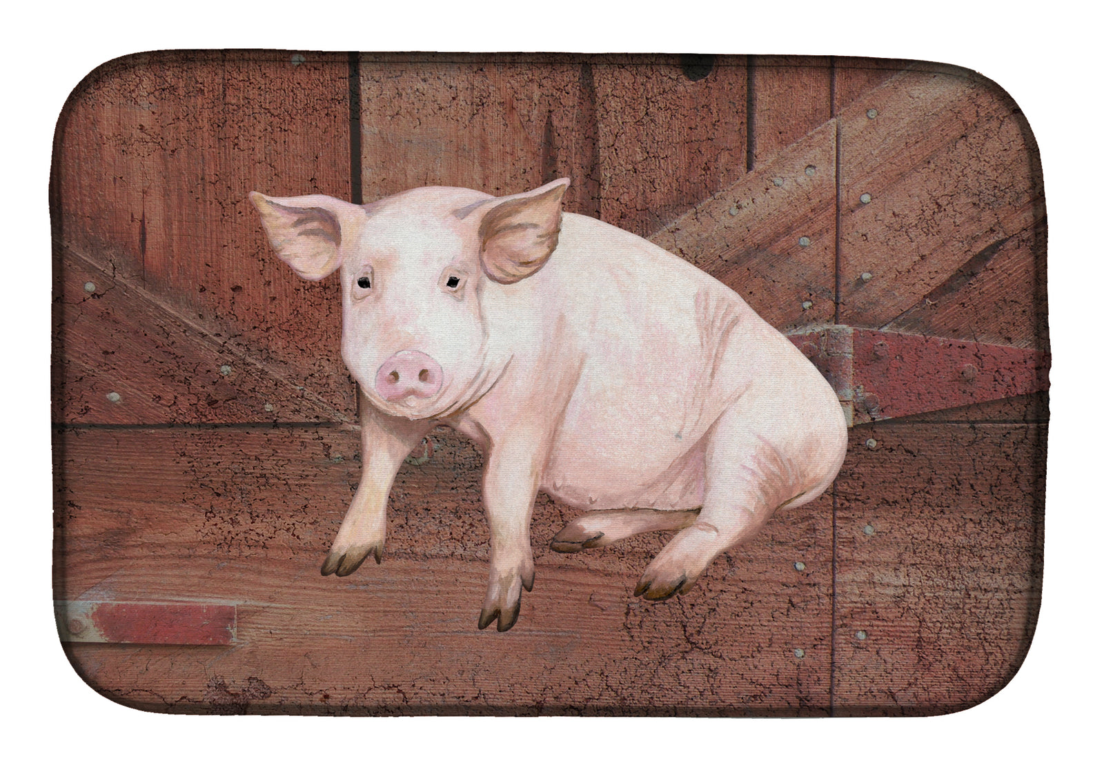 Pig at the barn door Dish Drying Mat SB3072DDM