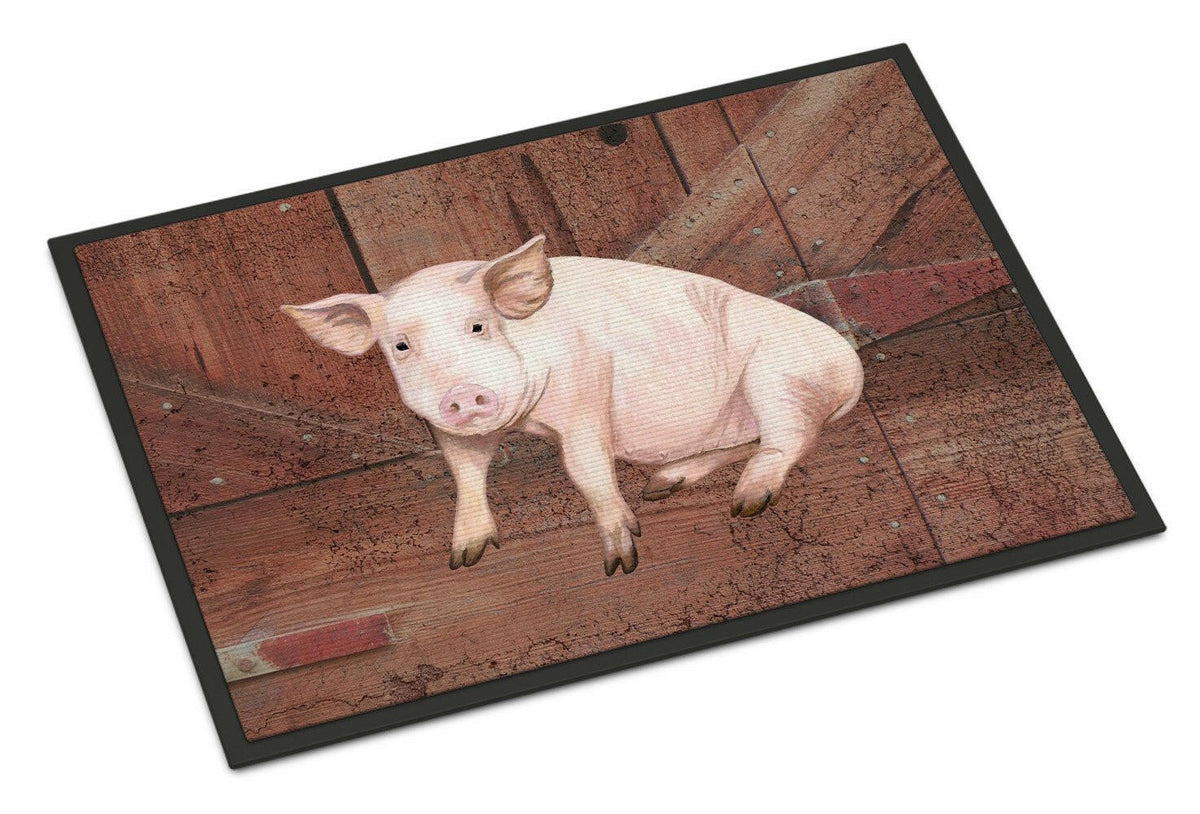 Pig at the barn door Indoor or Outdoor Mat 24x36 SB3072JMAT - the-store.com