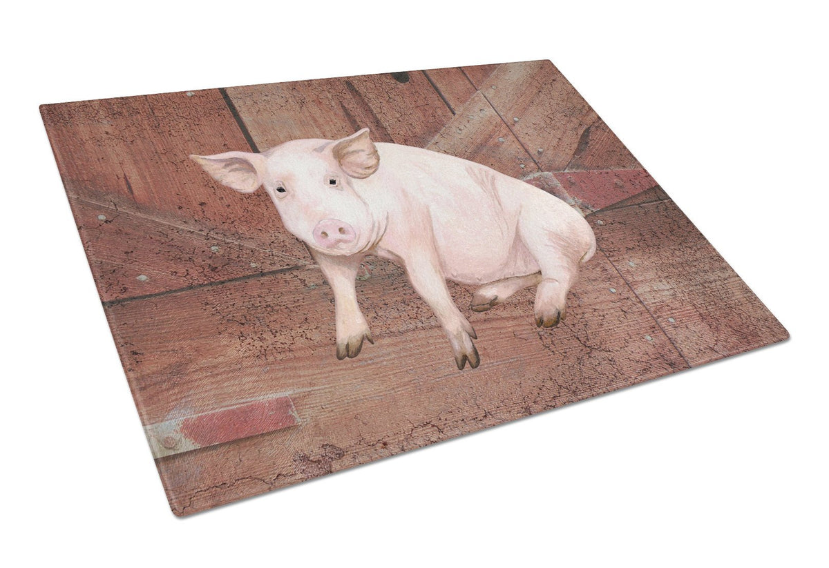 Pig at the barn door Glass Cutting Board Large Size SB3072LCB by Caroline&#39;s Treasures