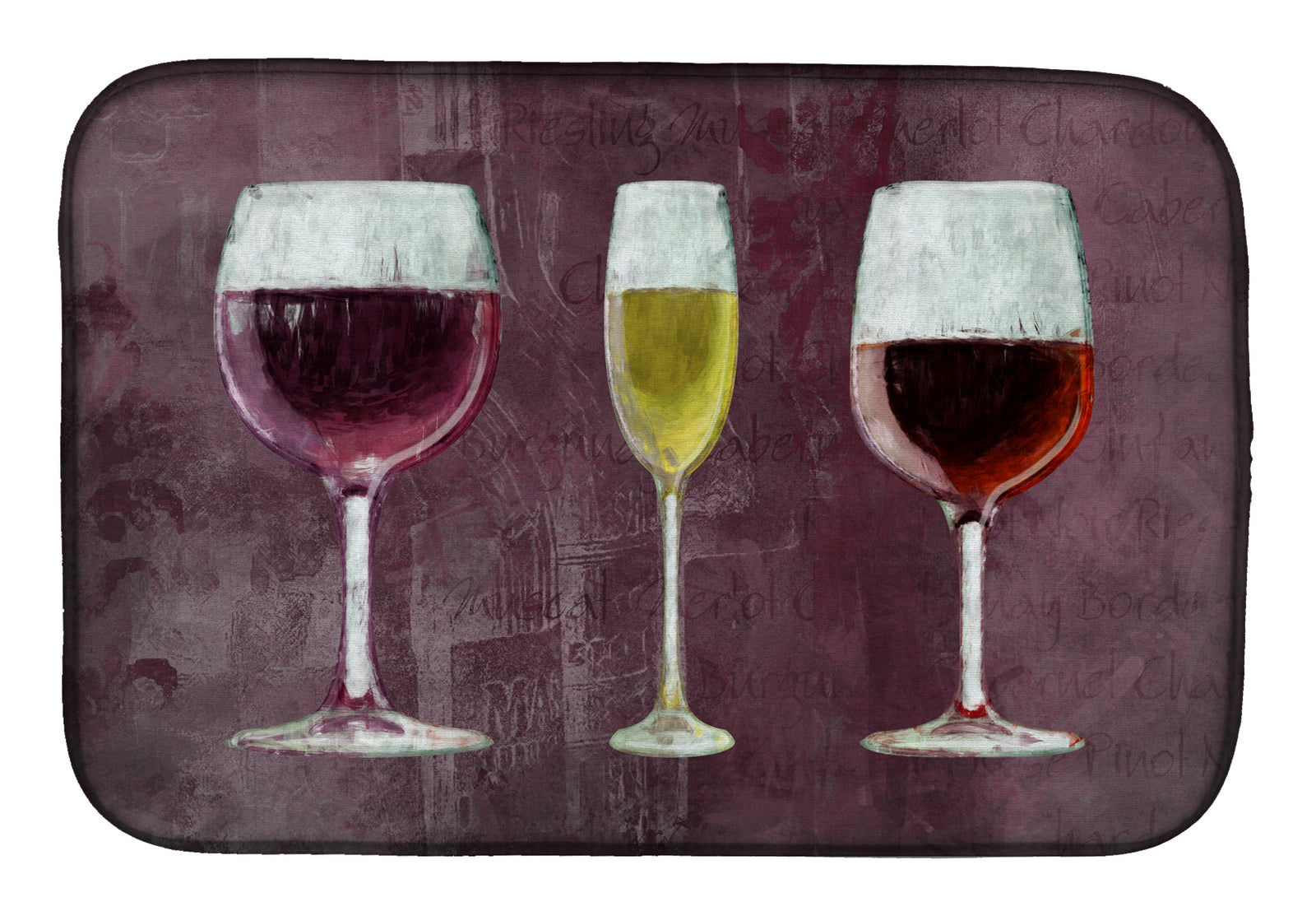 Three Glasses of Wine Purple Dish Drying Mat SB3073DDM