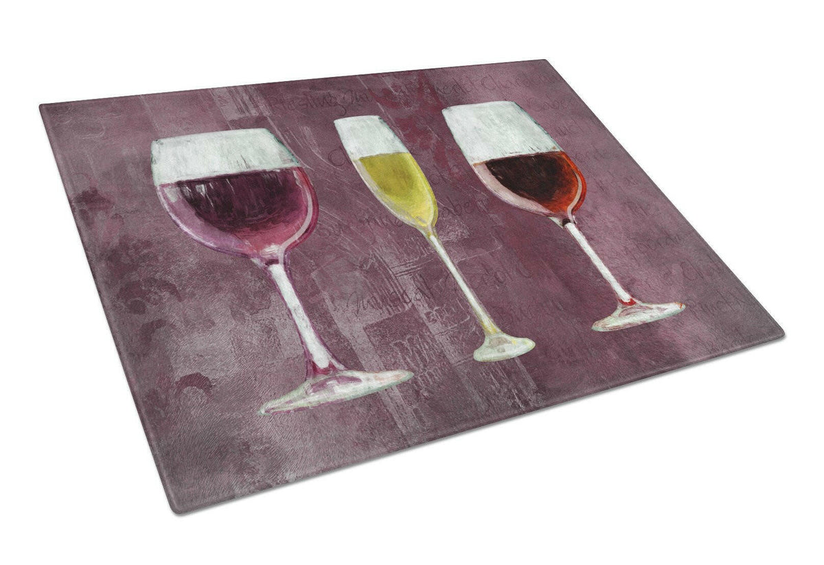 Three Glasses of Wine Purple Glass Cutting Board Large Size SB3073LCB by Caroline&#39;s Treasures