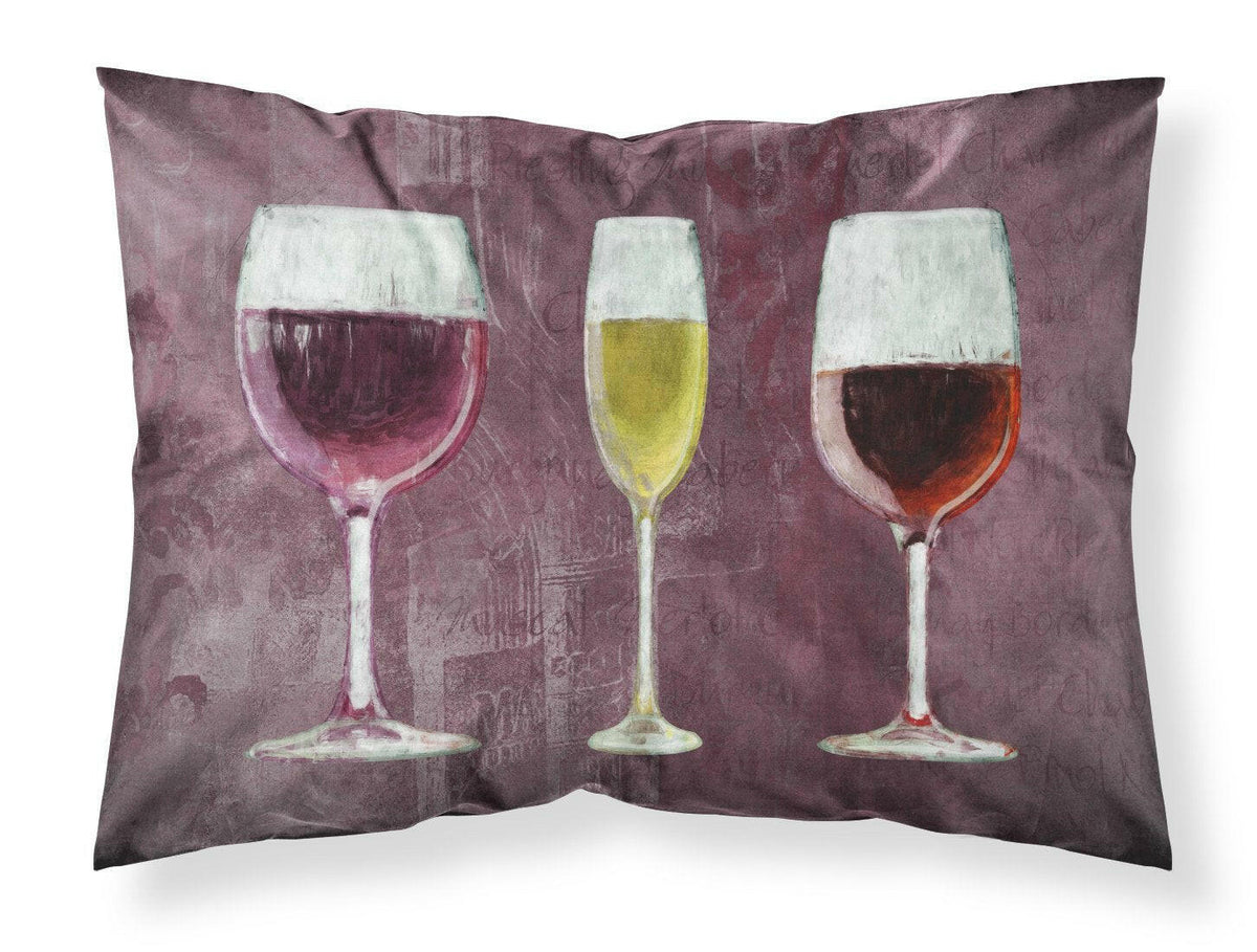 Three Glasses of Wine Purple Moisture wicking Fabric standard pillowcase SB3073PILLOWCASE by Caroline&#39;s Treasures
