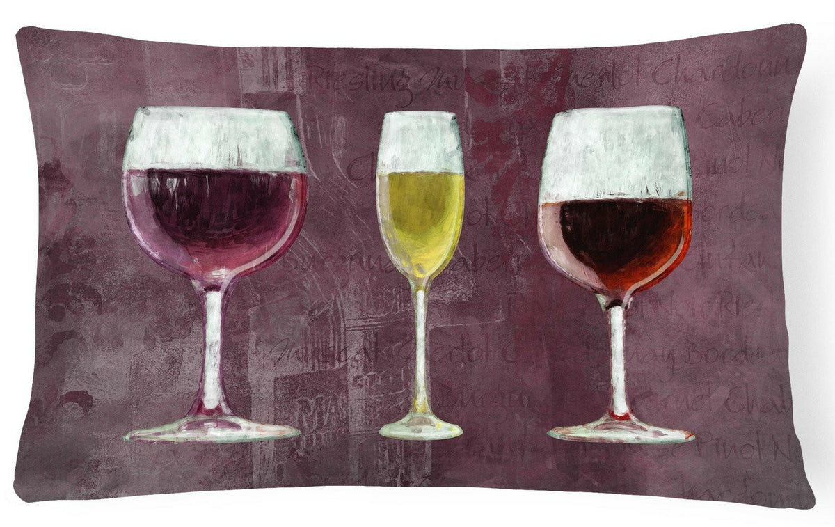 Three Glasses of Wine Purple   Canvas Fabric Decorative Pillow SB3073PW1216 by Caroline&#39;s Treasures