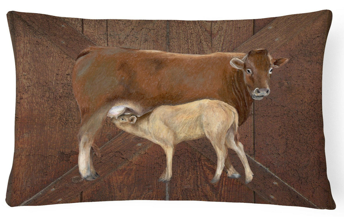 Cow Momma and Baby   Canvas Fabric Decorative Pillow SB3074PW1216 by Caroline&#39;s Treasures
