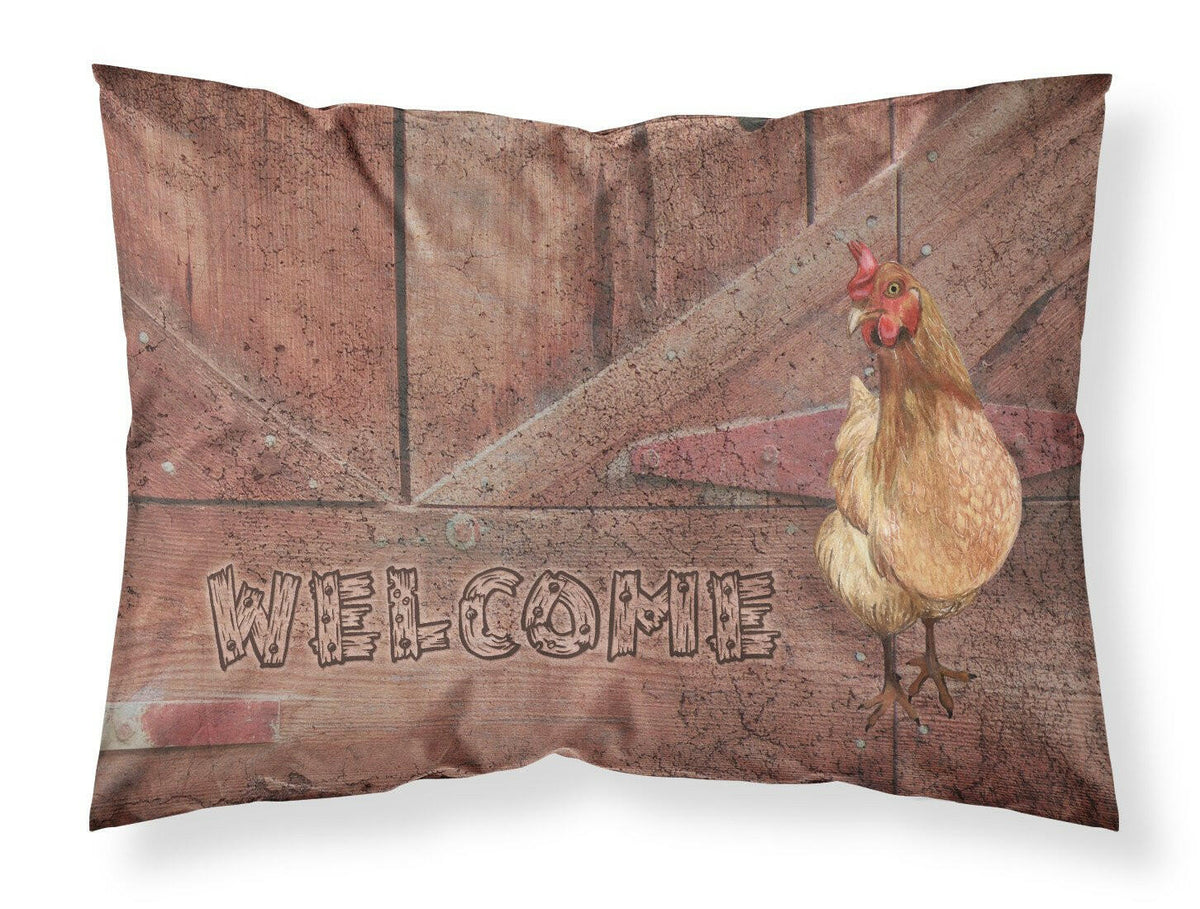 Welcome Chicken Moisture wicking Fabric standard pillowcase SB3075PILLOWCASE by Caroline&#39;s Treasures