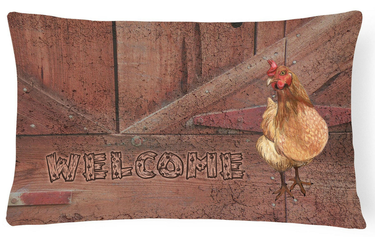 Welcome Chicken   Canvas Fabric Decorative Pillow SB3075PW1216 by Caroline&#39;s Treasures