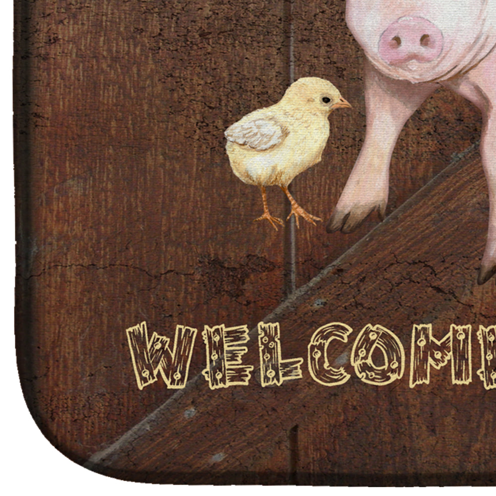 Welcome to the Farm with the pig and chicken Dish Drying Mat SB3083DDM  the-store.com.
