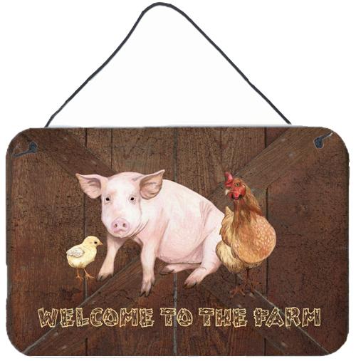 Welcome to the Farm with the pig and chicken Wall or Door Hanging Prints SB3083DS812 by Caroline's Treasures