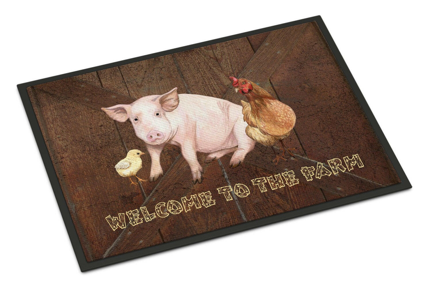 Welcome to the Farm with the pig and chicken Indoor or Outdoor Mat 24x36 SB3083JMAT - the-store.com