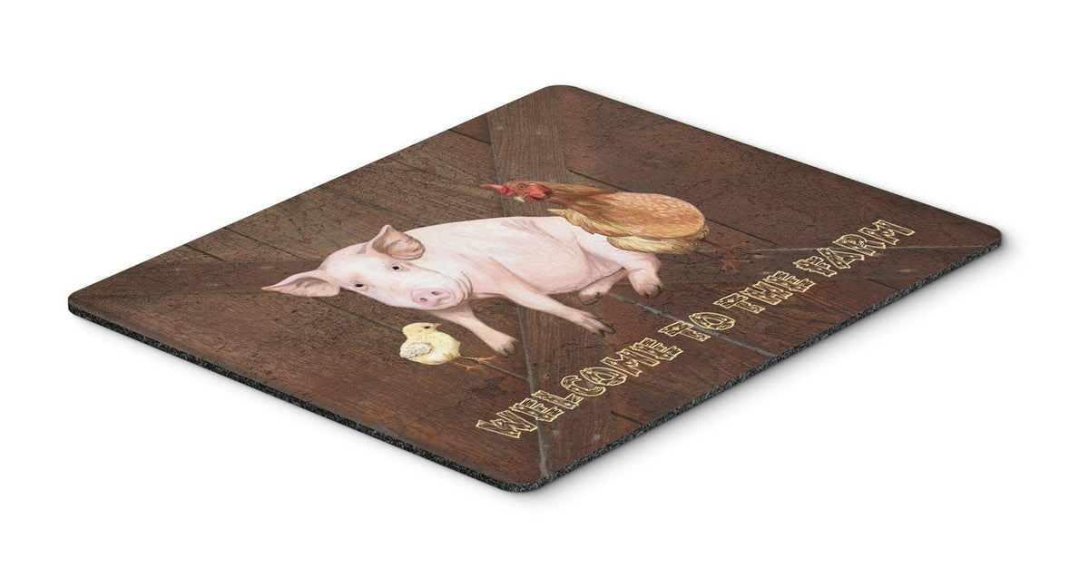 Welcome to the Farm with the pig and chicken Mouse Pad, Hot Pad or Trivet SB3083MP by Caroline&#39;s Treasures