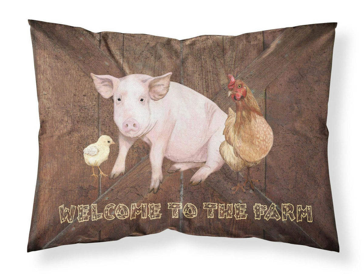 Welcome to the Farm with the pig and chicken Moisture wicking Fabric standard pillowcase SB3083PILLOWCASE by Caroline&#39;s Treasures