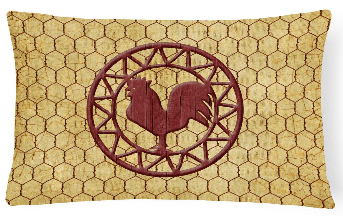 Rooster Chicken Coop   Canvas Fabric Decorative Pillow SB3085PW1216 by Caroline&#39;s Treasures