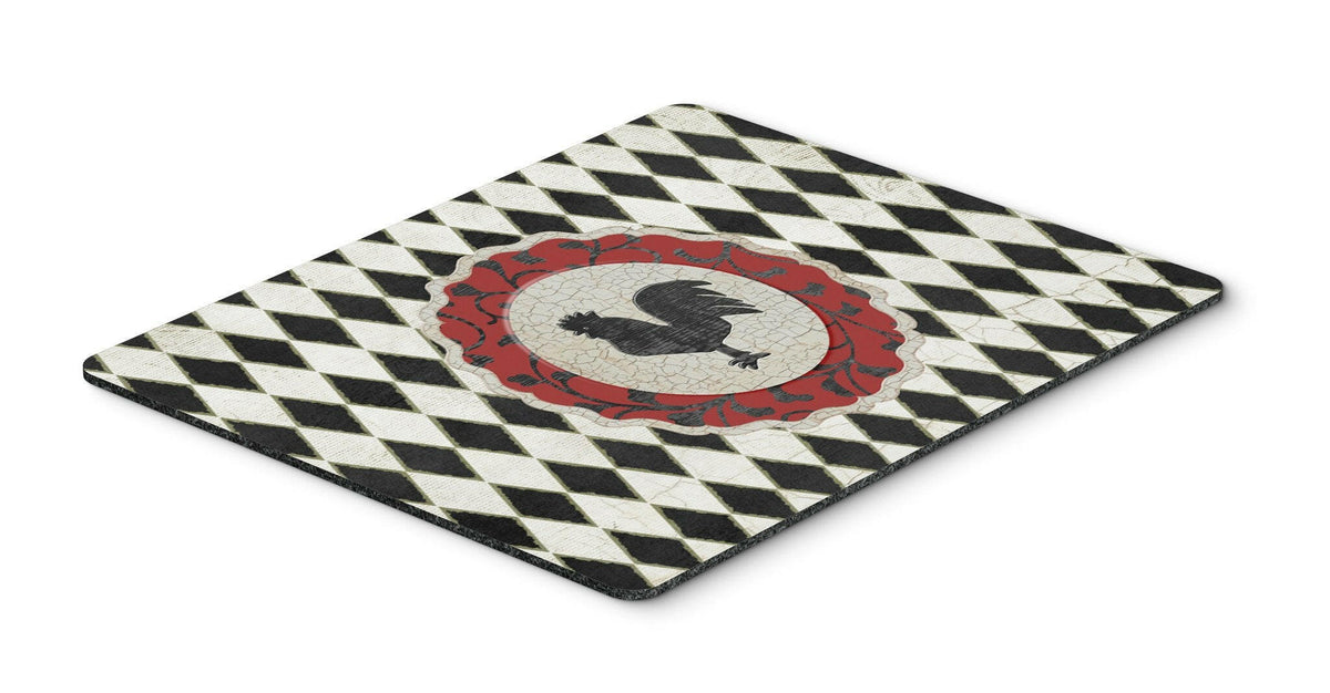 Rooster Harlequin Black and white Mouse Pad, Hot Pad or Trivet SB3086MP by Caroline&#39;s Treasures