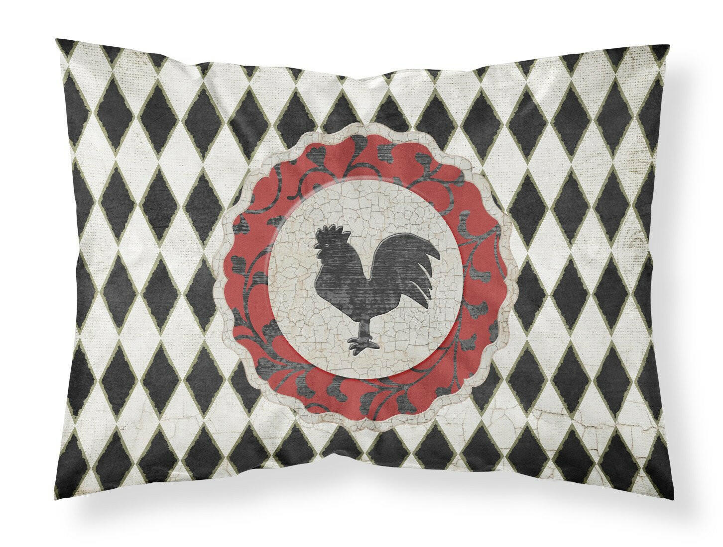 Rooster Harlequin Black and white Moisture wicking Fabric standard pillowcase SB3086PILLOWCASE by Caroline's Treasures