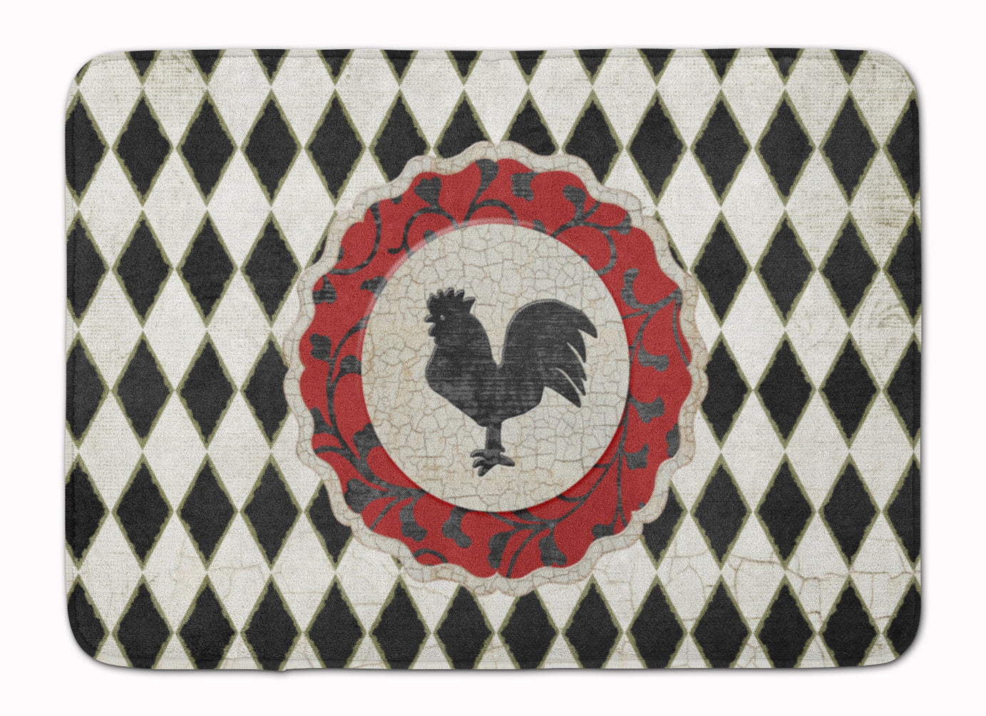 Rooster Harlequin Black and white Machine Washable Memory Foam Mat SB3086RUG - the-store.com
