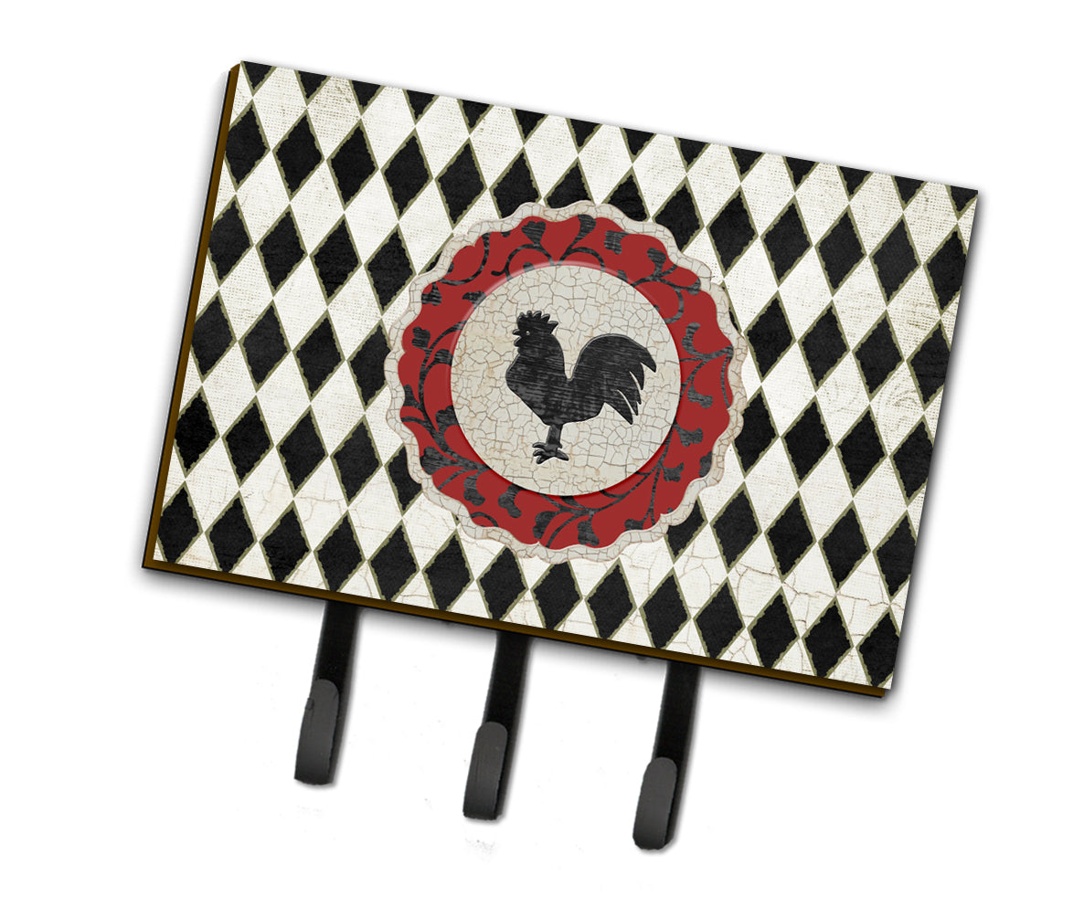 Rooster Harlequin Black and white Leash or Key Holder SB3086TH68  the-store.com.