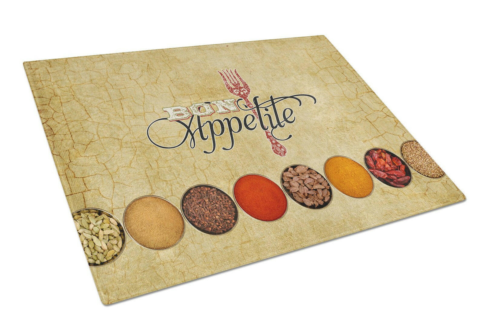 Bon Appetite and Spices Glass Cutting Board Large Size SB3089LCB by Caroline's Treasures