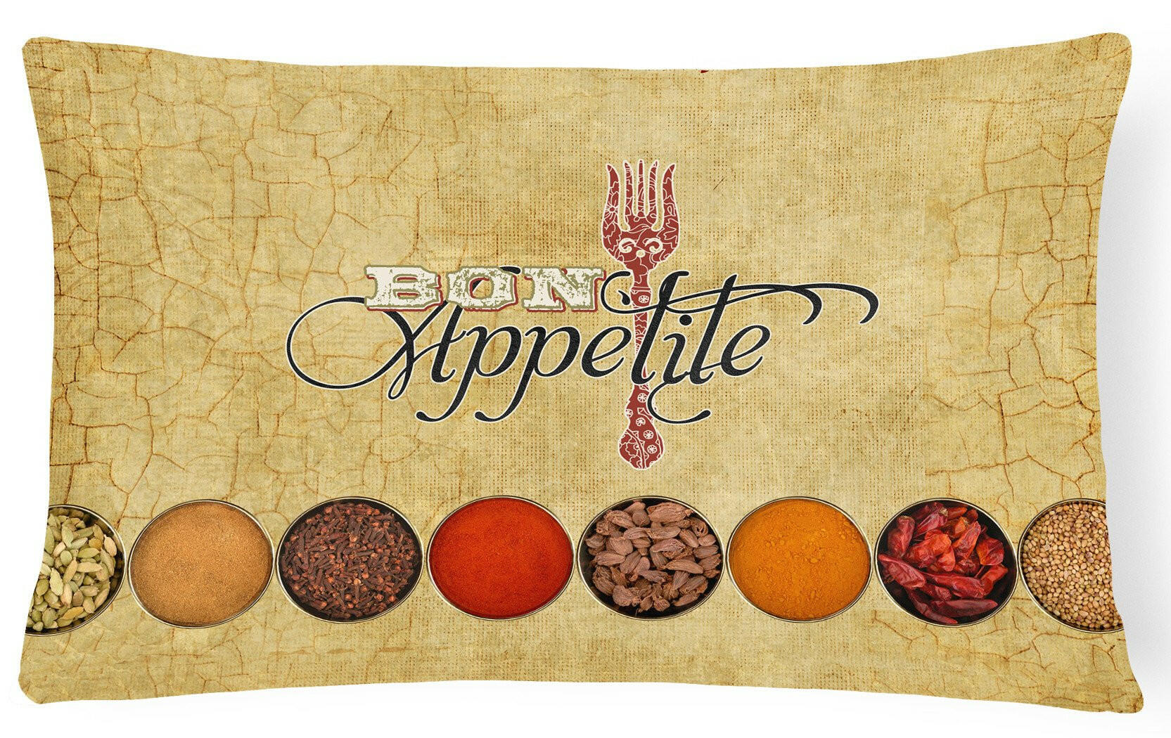 Bon Appetite and Spices   Canvas Fabric Decorative Pillow SB3089PW1216 by Caroline's Treasures