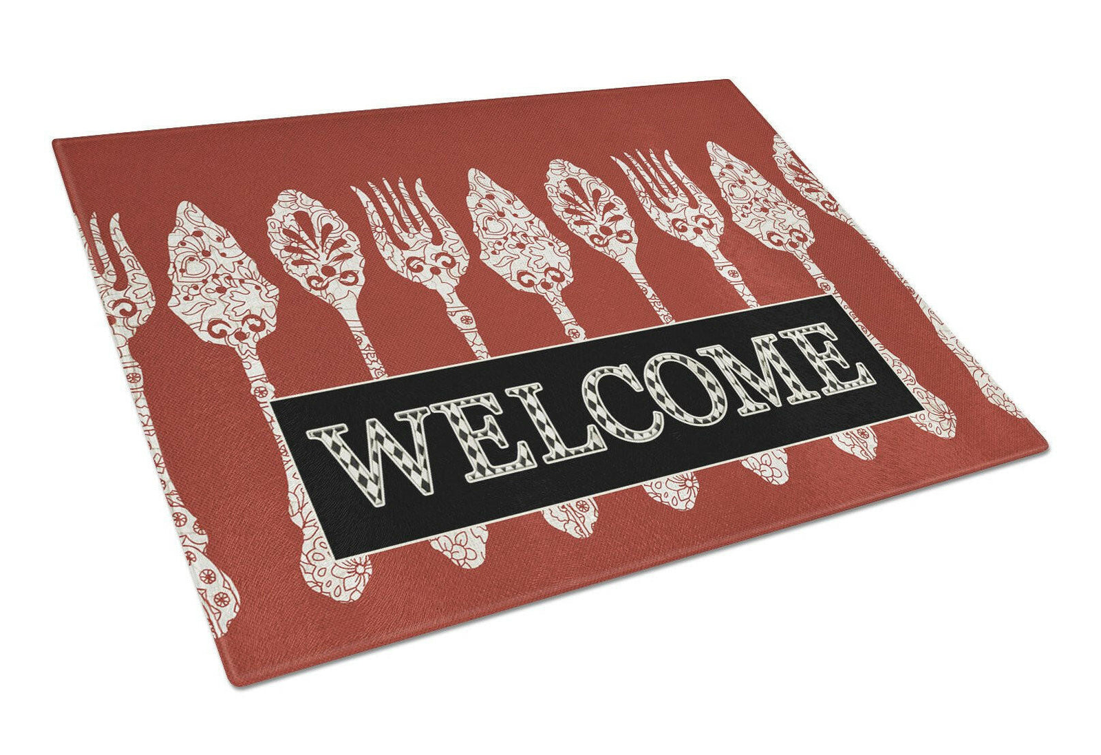 Serving Spoons Welcome Glass Cutting Board Large Size SB3090LCB by Caroline's Treasures