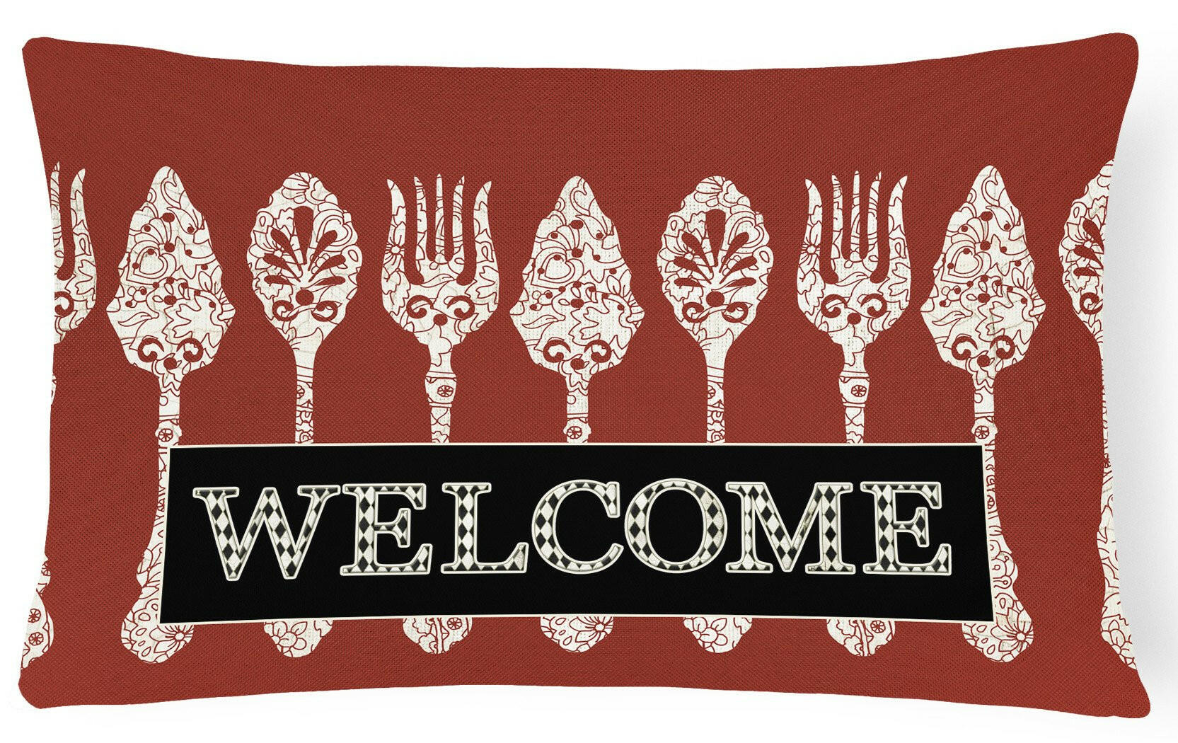 Serving Spoons Welcome   Canvas Fabric Decorative Pillow SB3090PW1216 by Caroline's Treasures