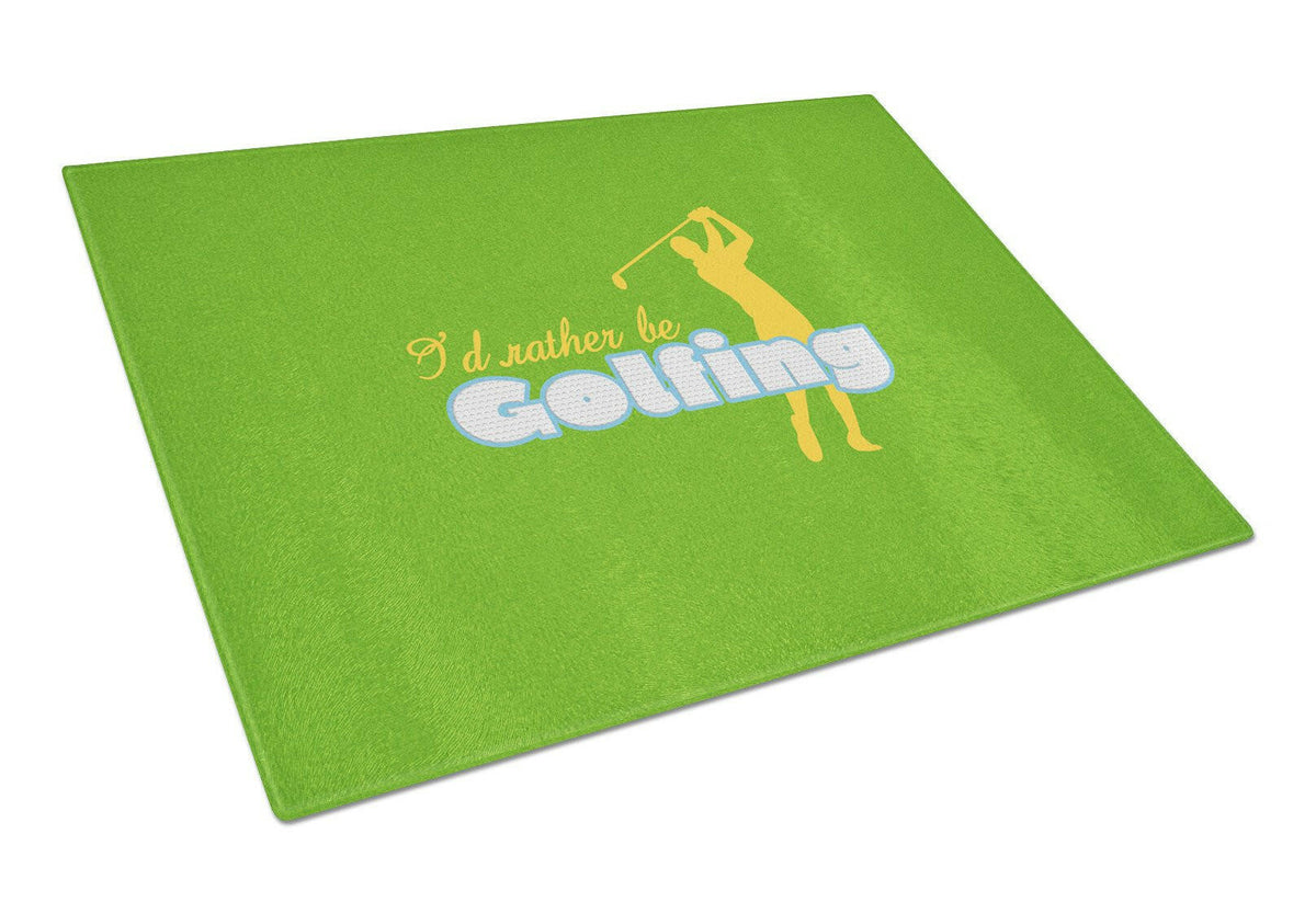 I&#39;d rather be Golfing Man on Green Glass Cutting Board Large Size SB3092LCB by Caroline&#39;s Treasures