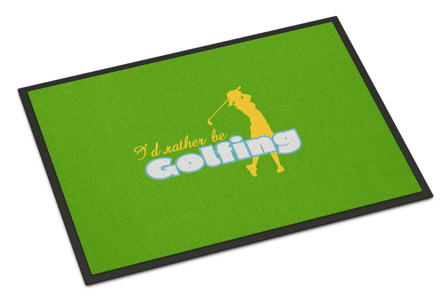 I'd rather be Golfing Woman on Green Indoor or Outdoor Mat 24x36 SB3093JMAT - the-store.com